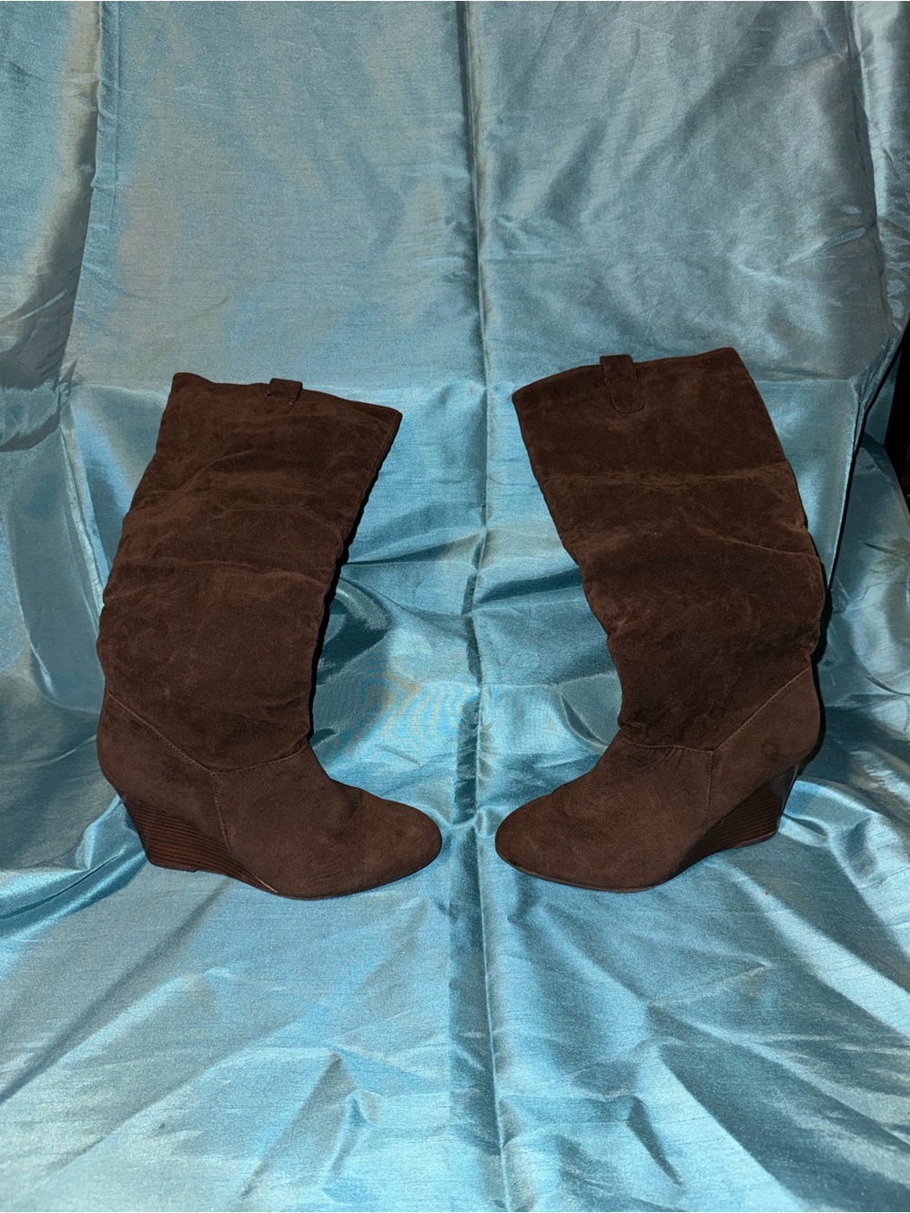 Rampage Dark Brown tall slouchy Wedge Boots - size 8
